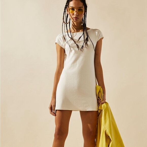 NWOT Free People Rosalia Low Back Dress Mini Beach XL A Line Short Sleeve Relax - Picture 1 of 15